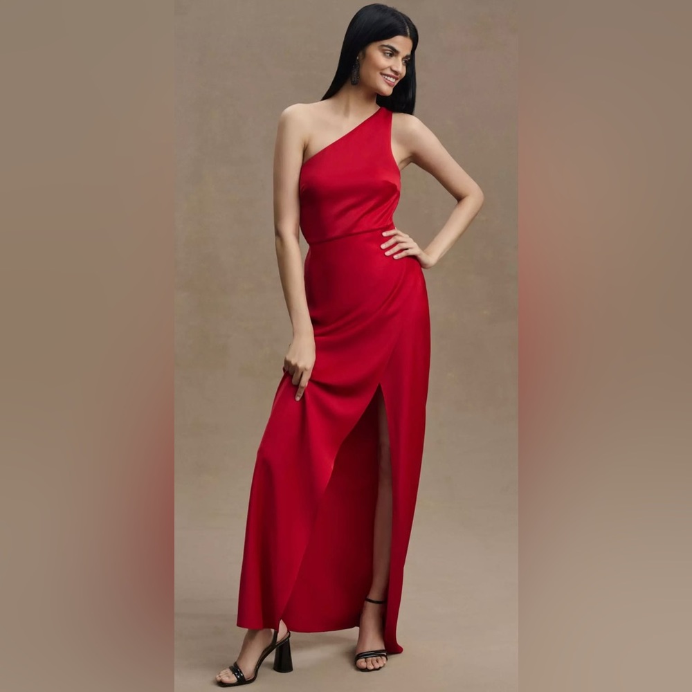 BHLDN Red One Shoulder Dress